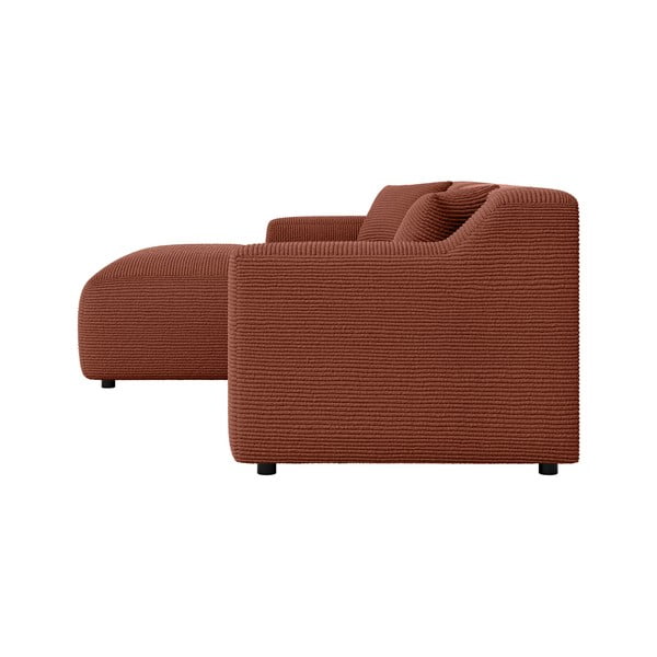 Opečnato oranžna kotna sedežna garnitura iz rebrastega žameta (levi kot/z ležalnikom) Martin – Ropez-image-3