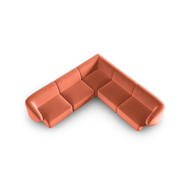 Rožnata žametna kotna sedežna garnitura Paolo – Milo Casa-image-1