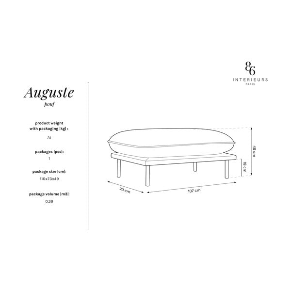 Bež žameten tabure Auguste – Interieurs 86-image-4