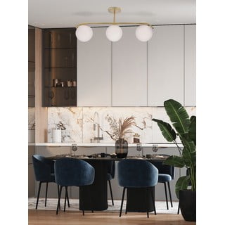 Bela/zlata stropna svetilka s steklenim senčilom 15x69 cm Amadeo – Candellux Lighting