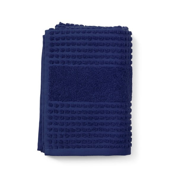 Temno modra frotirna brisača iz organskega bombaža 50x100 cm Check – JUNA
