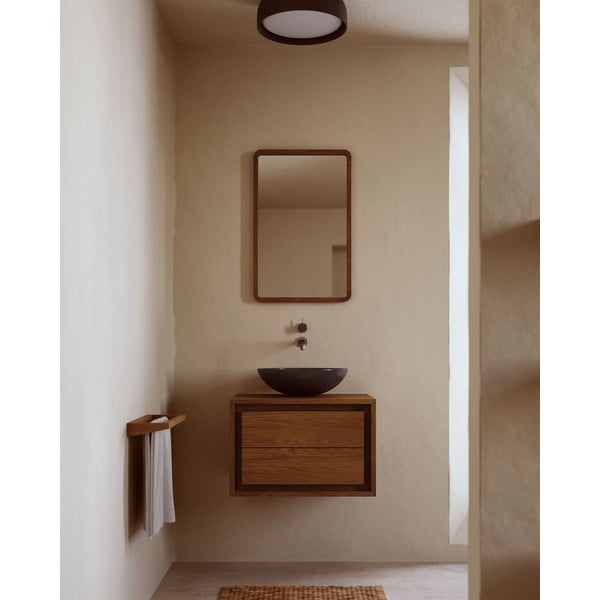 Temno rjava stenska omarica za pod umivalnik iz masivnega tika 60x40 cm Kenta – Kave Home-image-4