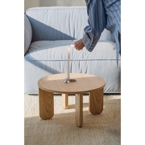 Okrogla klubska mizica z mizno ploščo v hrastovem dekorju v naravni barvi ø 55 cm Kuvu – noo.ma-image-3