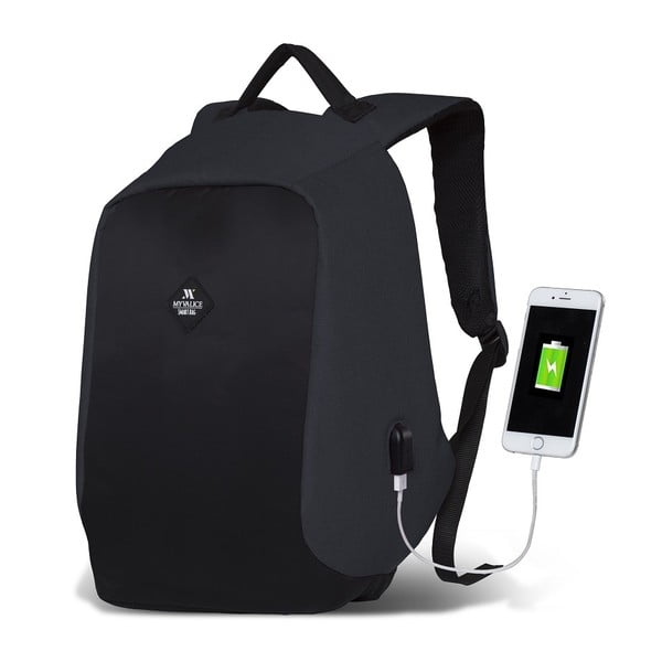 Temno sivo-črn nahrbtnik z USB priključkom My Valice SECRET Smart Bag