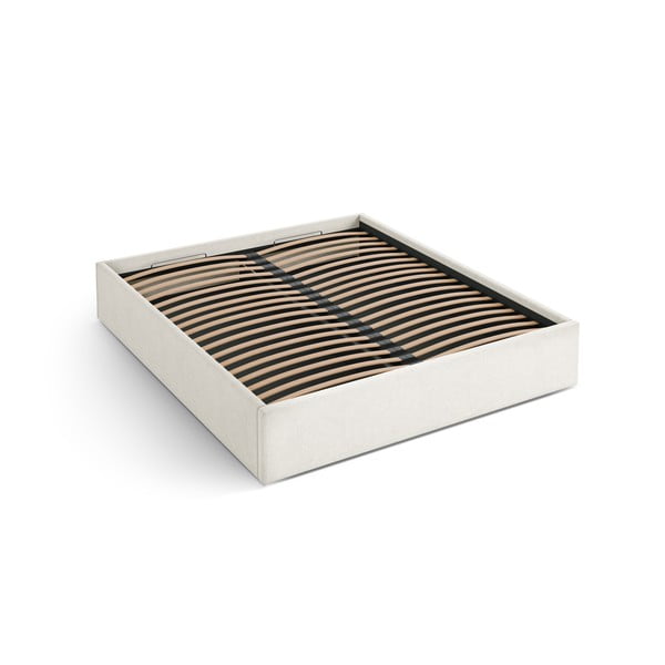 Kremno bela oblazinjena zakonska postelja s prostorom za shranjevanje/brez vzglavja z letvenim dnom 140x200 cm Susan – Micadoni 