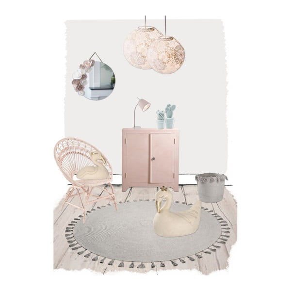 Siva ročno tkana preproga Nattiot Josephine, ∅ 140 cm-image-1