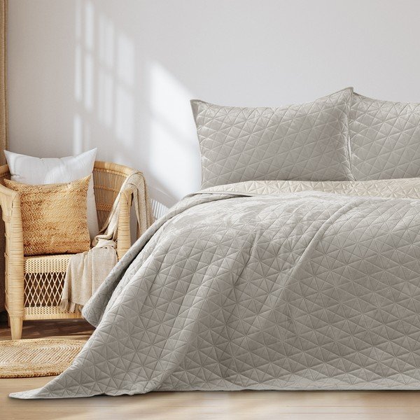 Sivo-bež prešito pregrinjalo 170x210 cm Laila – Restilo-image-1