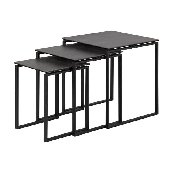 Črne kavne mizice v kompletu 3 kos Katrine - Actona-image-3