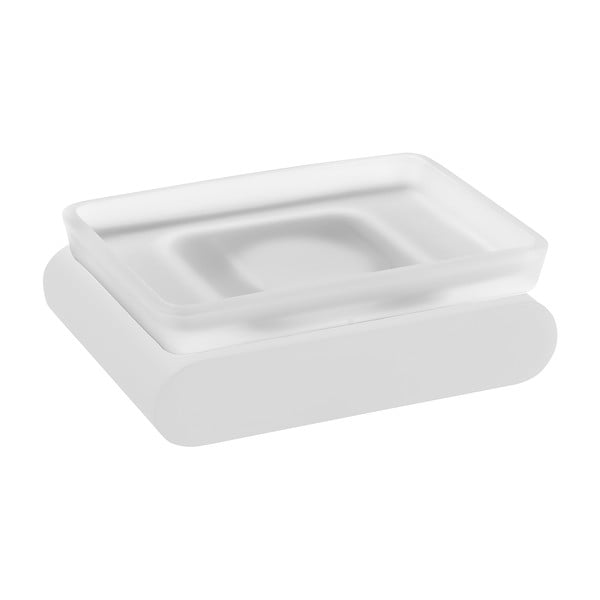 Bel steklen stenski podstavek za milo Flori – Sapho