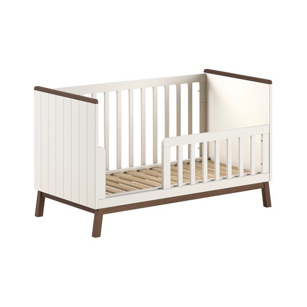 Bež otroška posteljica iz masivnega bora z odstranljivo stranico in nastavljivo višino 70x140 cm Sezane – Vipack-image-2