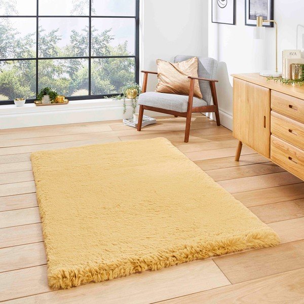Gorčično rumena preproga 80x150 cm Super Teddy – Think Rugs-image-1