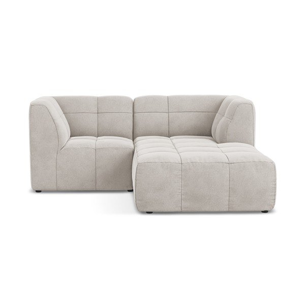 Bež žametna kotna sedežna garnitura (desni kot/z ležalnikom) Aloha – Makamii