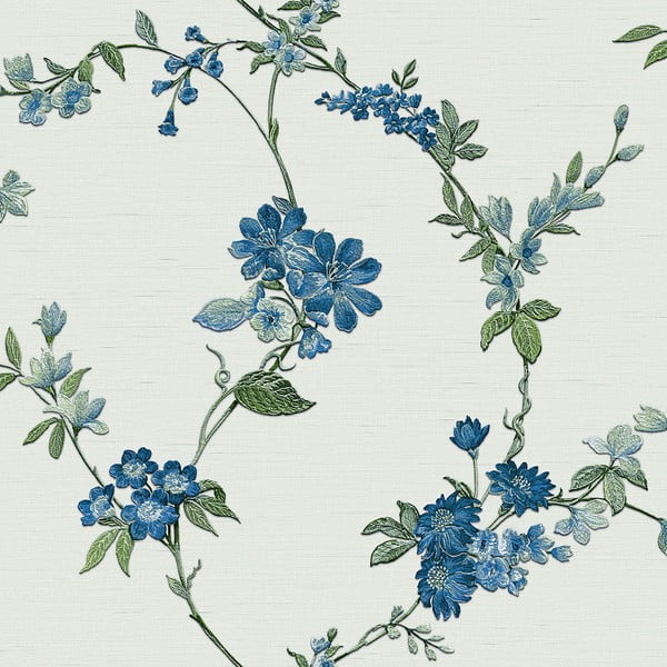 Tapeta iz flisa 10 m x 53 cm Floral Blue – Vavex
