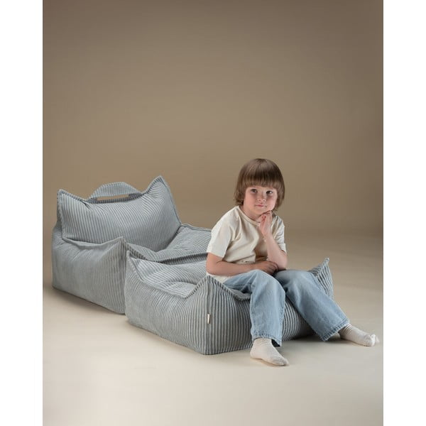 Mentolno zelena otroška vreča za sedenje iz rebrastega žameta Square – Wigiwama-image-1