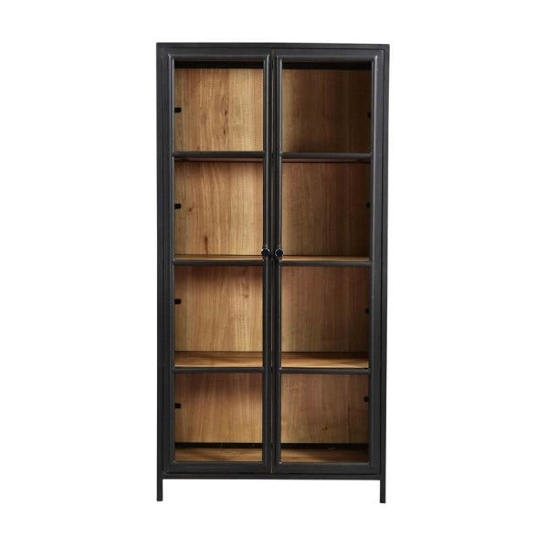 Črna vitrina iz masivnega lesa akacije 90x185 cm Kingston - HSM collection