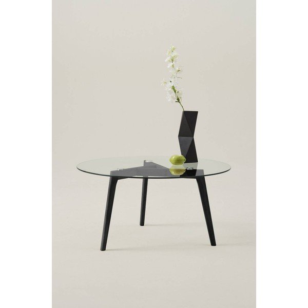 Črna okrogla klubska mizica iz masivnega hrasta ø 90 cm Malevik – Jotex-image-1