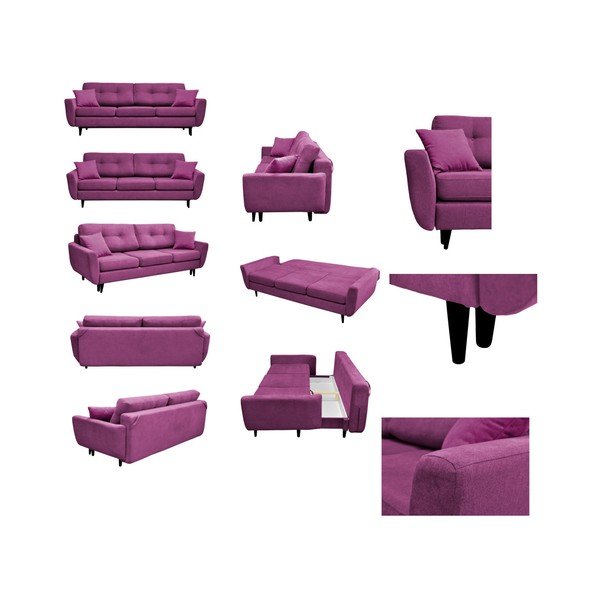 Vijoličen raztegljiv trosed s črnimi nogami Mazzini Sofas Jasmin-image-1