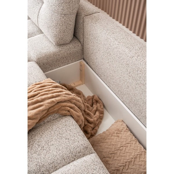 Bež raztegljiva kotna sedežna garnitura s prostorom za shranjevanje (levi kot) Lulu – Miuform-image-1