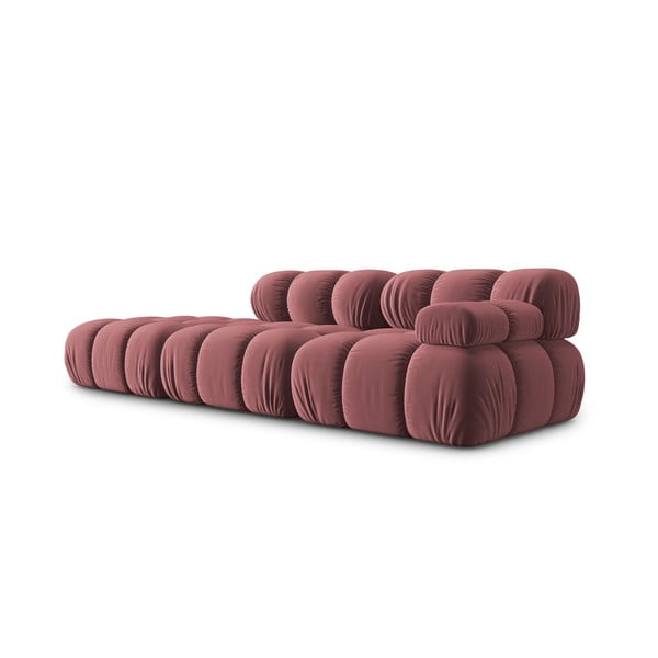 Rožnata žametna sedežna garnitura 282 cm Bellis – Micadoni Home-image-3