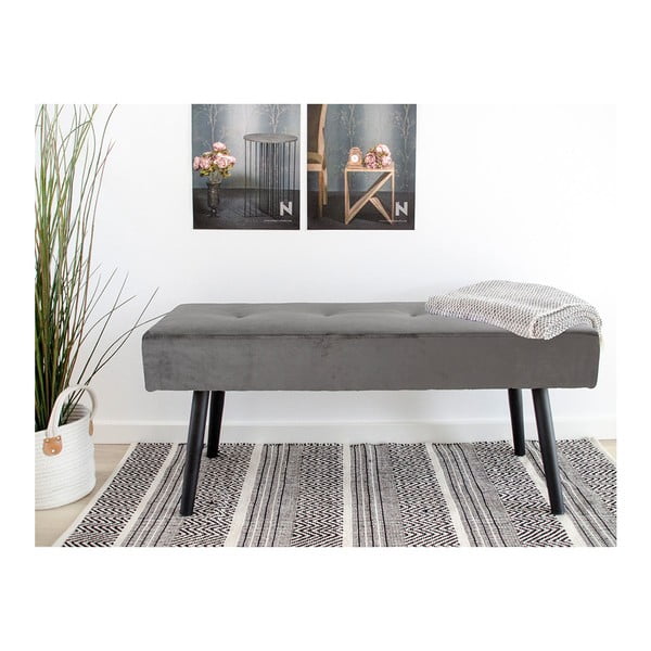 Siva žametna klop Bonami Essentials Skiby-image-1