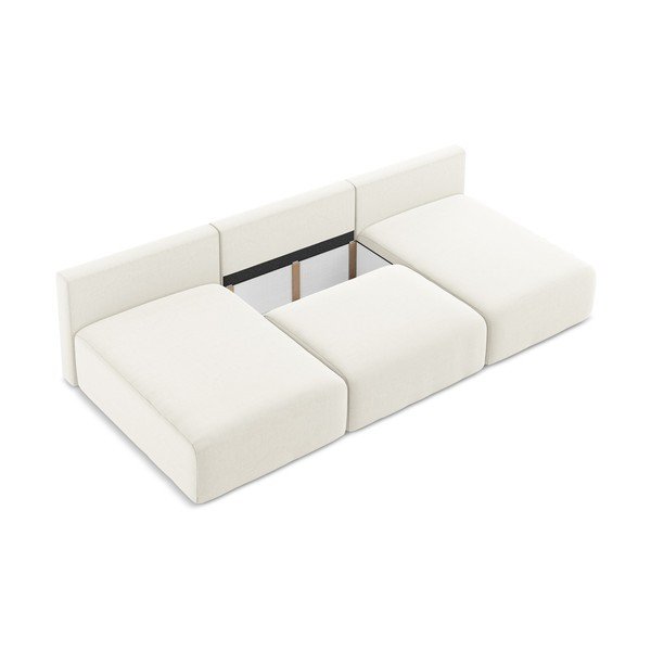 Kremno bela žametna raztegljiva/s prostorom za shranjevanje kotna sedežna garnitura (v obliki črke "U") Kalena – Makamii-image-4