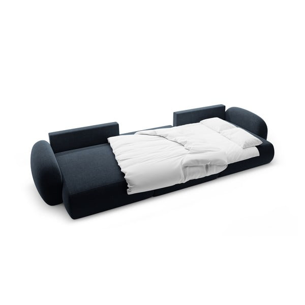 Temno modra raztegljiva/s prostorom za shranjevanje kotna sedežna garnitura iz šenilje (v obliki črke "U") Tonale – Cosmopolitan Design-image-3