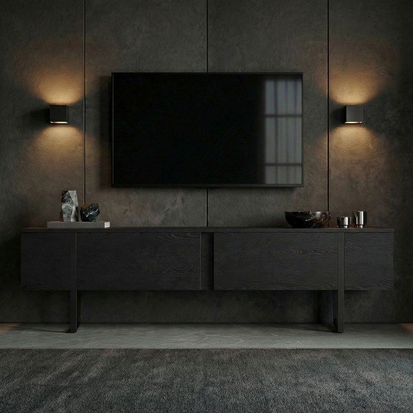 Črna TV omarica 180x50x30 cm Onera – Kalune Design-image-1