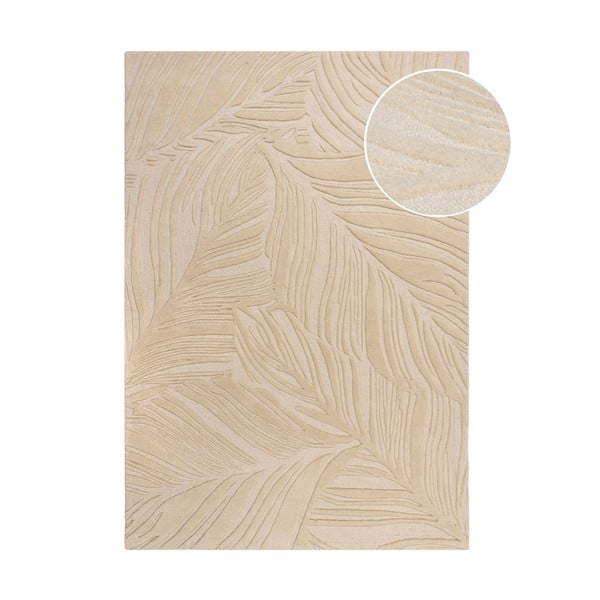 Bež volnena preproga Flair Rugs Lino Leaf, 120 x 170 cm