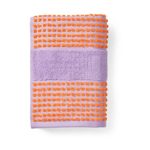 Oranžna/svetlo vijolična brisača iz organskega bombaža 50x100 cm Check – JUNA