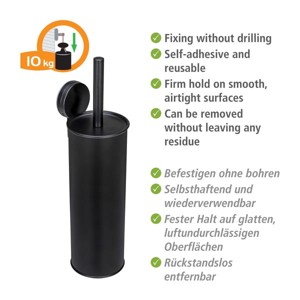 Črna jeklena WC ščetka z namestitvijo brez vrtanja Pavia – Wenko-image-3