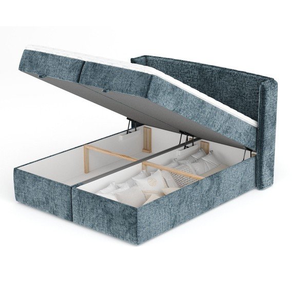Modra boxspring postelja s prostorom za shranjevanje 180x200 cm Passion – Maison de Rêve-image-3