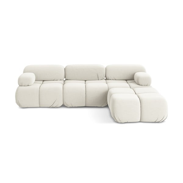 Bela žametna kotna sedežna garnitura Lokua – Makamii