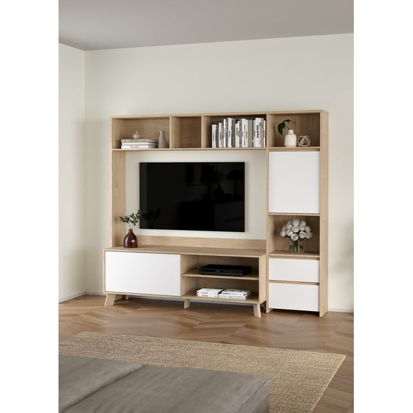 Bel TV komplet v hrastovem dekorju 209x183x48 cm Next – Tvilum-image-2