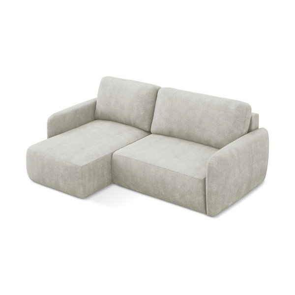 Kremno bela raztegljiva kotna sedežna garnitura iz šenilje s prostorom za shranjevanje (levi kot/z ležalnikom) Lilo – Makamii-image-2