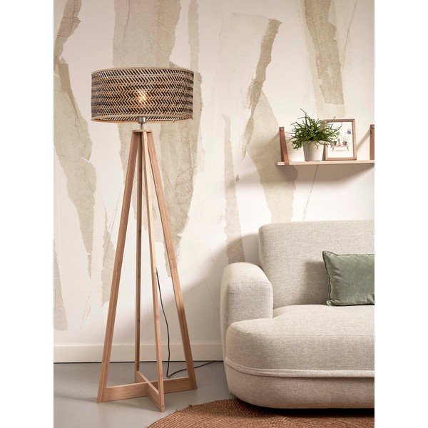 Črna/naravna stoječa svetilka z bambusovim senčnikom (višina 145 cm) Java – Good&Mojo-image-3