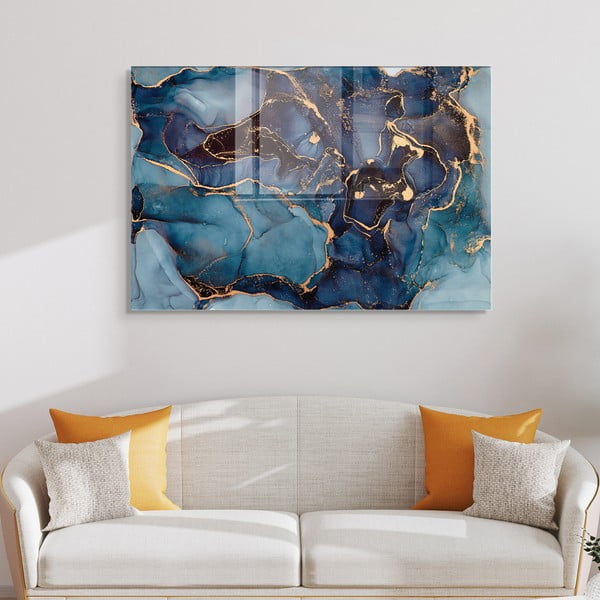 Steklena slika 100x70 cm Dark Marble – Wallity-image-2