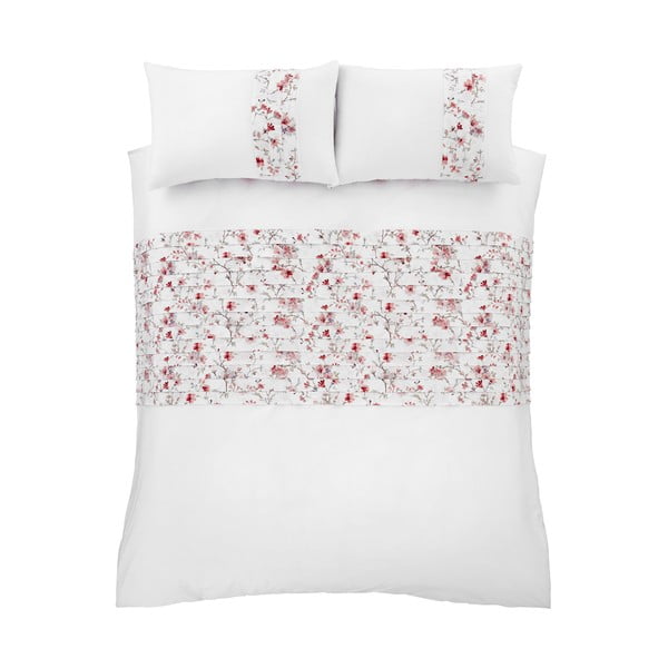Bela in rdeča posteljnina Catherine Lansfield Jasmine Floral, 135 x 200 cm