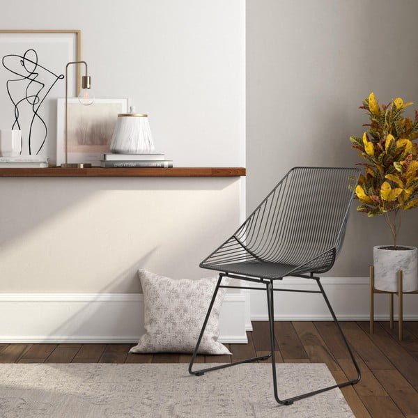 Črni kovinski stol CosmoLiving by Cosmopolitan Ellis-image-1