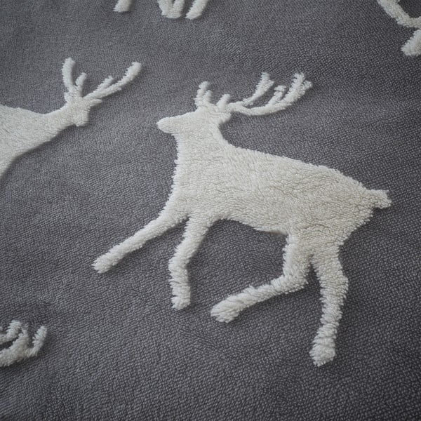 Belo-siva posteljnina 200x200 cm Stag Sherpa - Catherine Lansfield-image-4