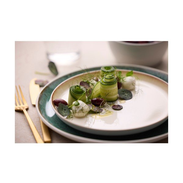 Belo-zelen krožnik iz kamenine ø 27 cm Gastro White/Green – Bitz-image-3