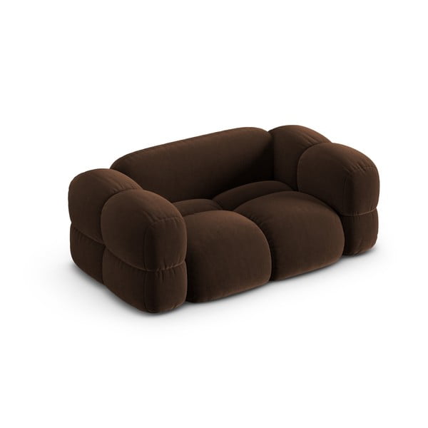 Temno rjava žametna sedežna garnitura 180 cm Loretto – Cosmopolitan Design-image-3