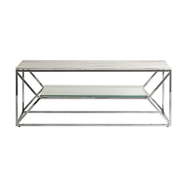 Bela/srebrna mizica z mizno ploščo v marmornem dekorju 60x120 cm Altiplano – Burkina-image-2