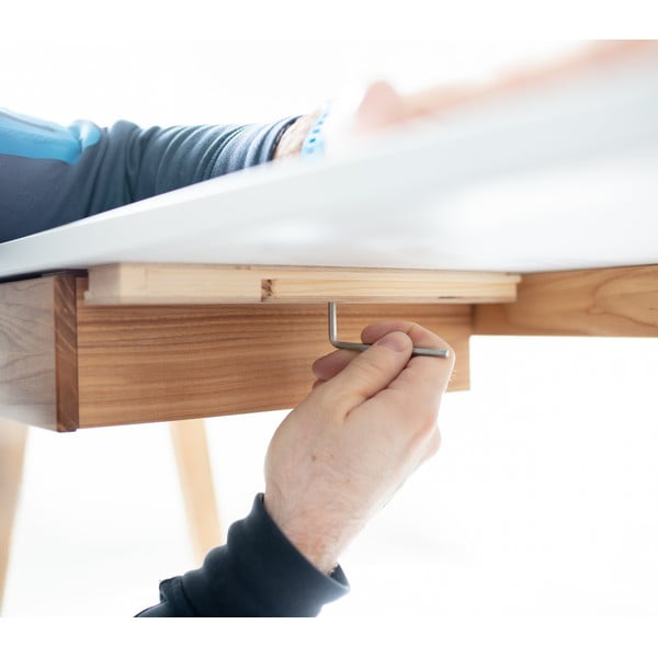 Bela pisalna miza s podnožjem iz jesenovega lesa Ragaba Luka, dolžina 85 cm-image-4