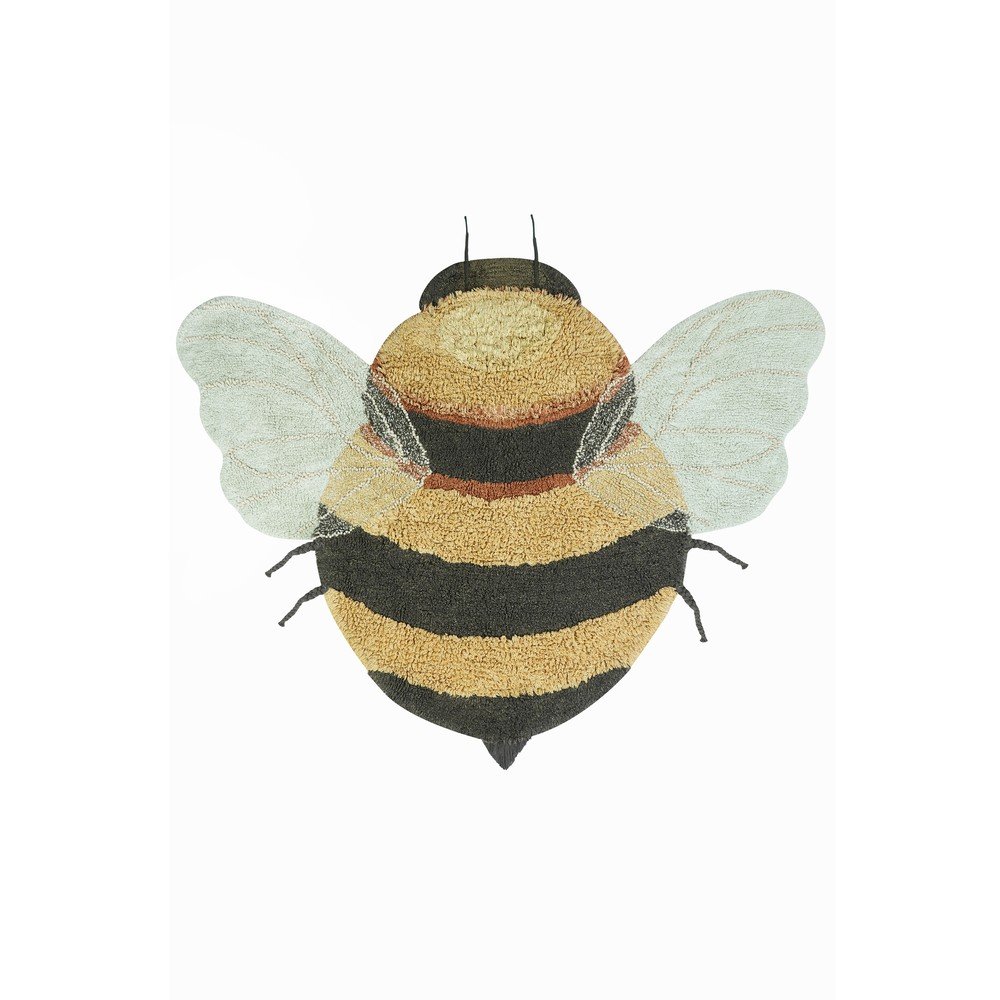 Rumena pralna ročno tkana bombažna otroška preproga 115x150 cm Bee