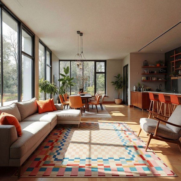 Preproga iz mešanice volne 180x230 cm Checkered Border – Flair Rugs-image-1