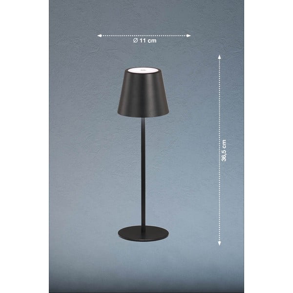 Črna LED namizna svetilka s kovinskim senčilom (višina 36,5 cm) Viletto – Fischer & Honsel-image-2
