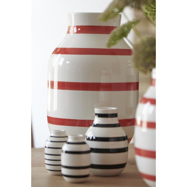 Belo-rdeča keramična vaza črtami Kähler Design Omaggio, višina 31 cm-image-2