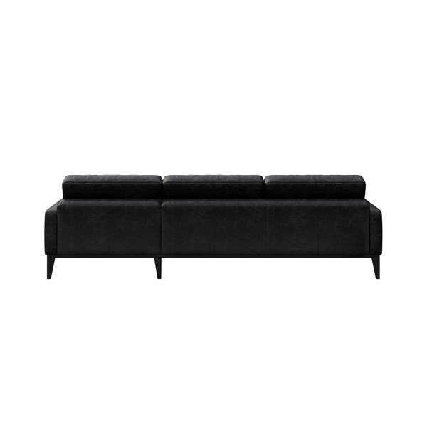 Črna usnjena kotna sedežna garnitura MESONICA Musso Tufted, levi kot-image-3