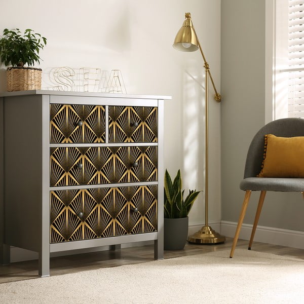 Dekorativne tapete za pohištvo v črnO-zlati barvi Ambiance Dragon-image-3