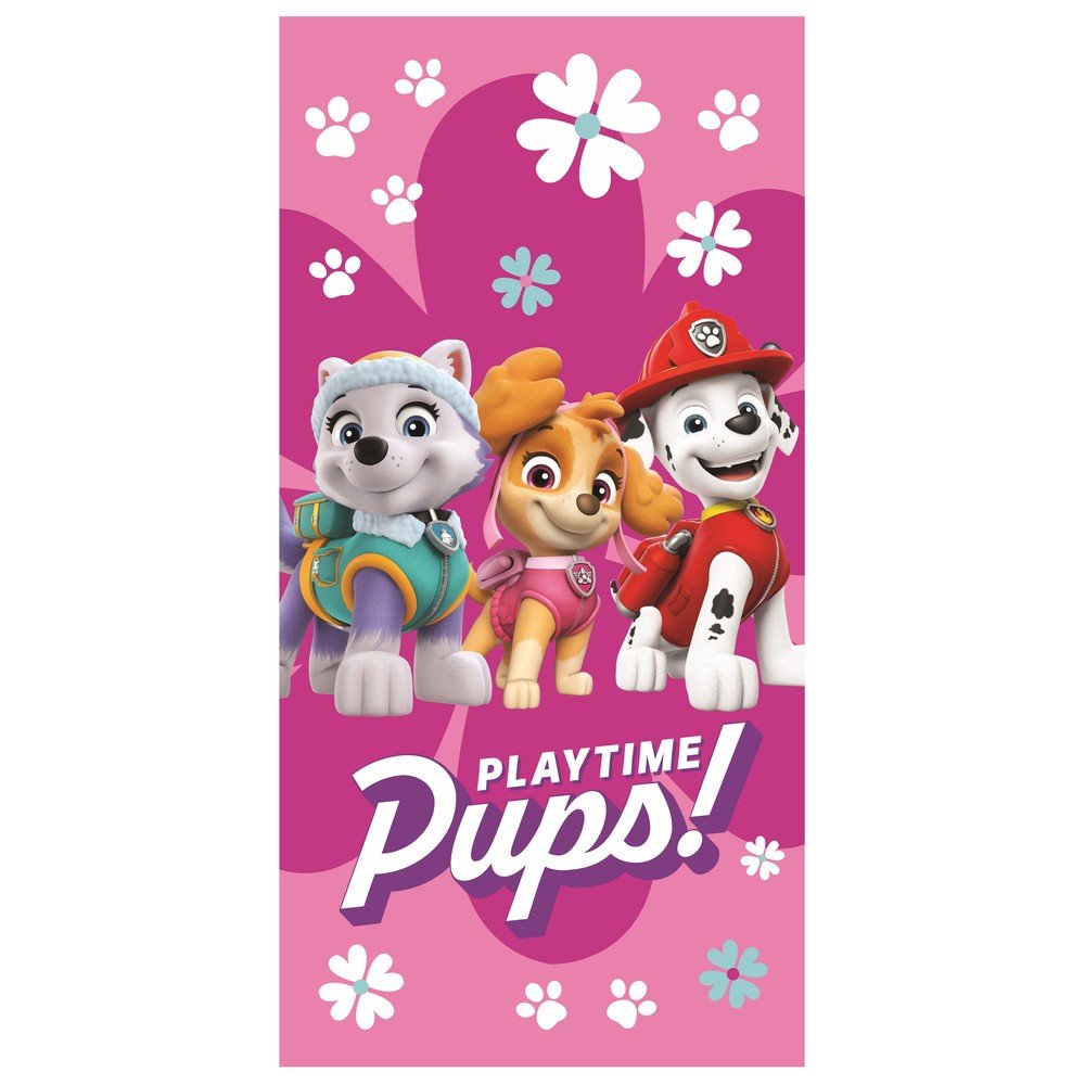 Rožnata bombažna otroška brisača 70x140 cm Paw Patrol